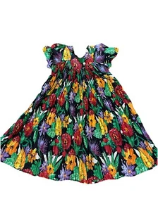 Vintage 80’s Sita Colorful 100% Cotton Trapeze Short Sleeve Dress Size S Nepal - Picture 1 of 7