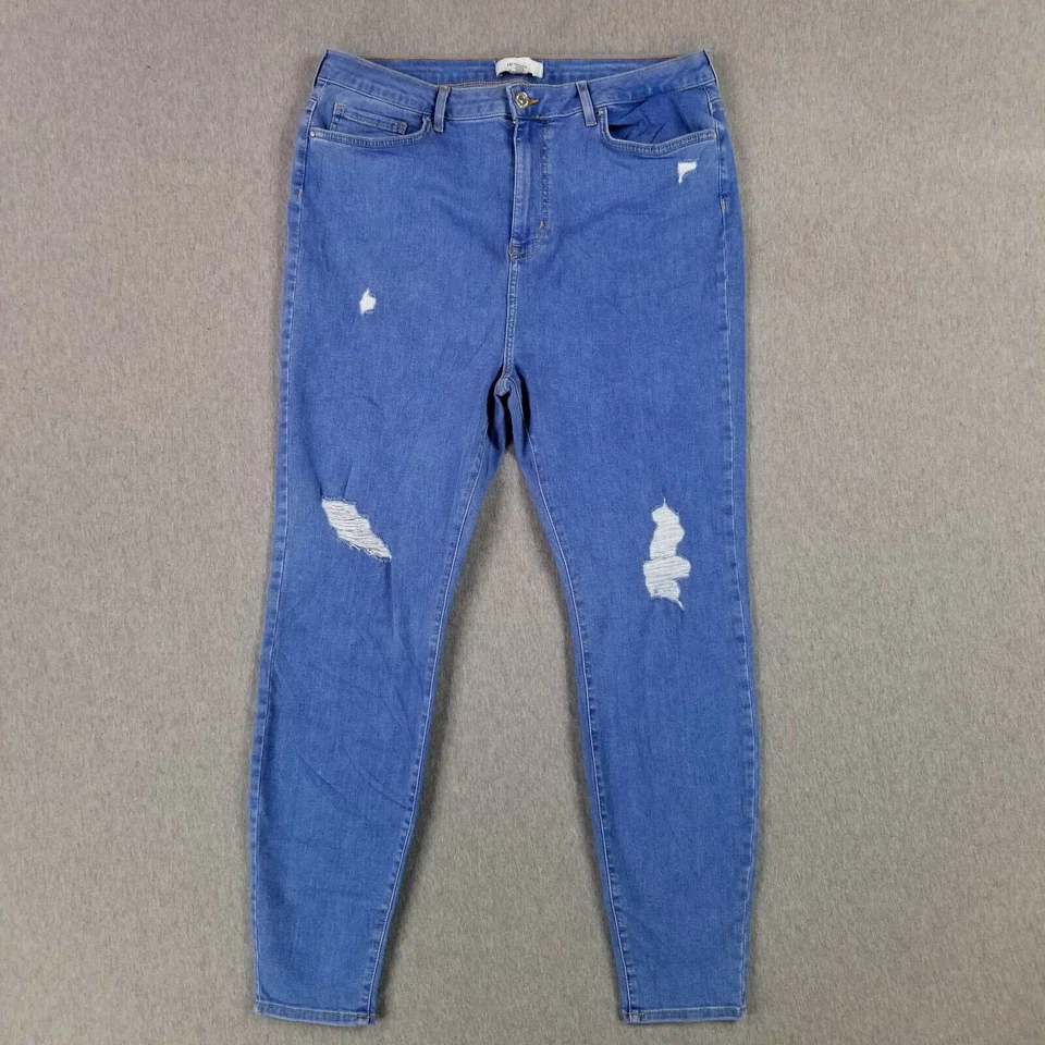 Jeans Forever 21 Plus Size 16 cintura super alta jeans desgastado elástico leve - Imagem 1 de 4