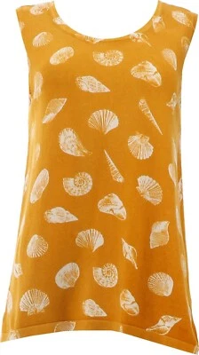 Suéter sin mangas Isaac Mizrahi Bridghampton estampado concha Dijon S nuevo sin etiquetas (68) Foto 1 de 4