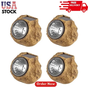 4-Pack Solar Rock Lights LED Outdoor Landscape Spotlights Auto On/Off Waterproof - Picture 1 of 8