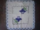 Folk Art Embroidery Mexico hand made Tortilla Cover Blue Flowers #6