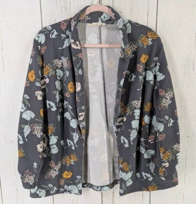 Blazer Maurices Talla 1 Gris Floral Frente Abierto Foto 1 de 4