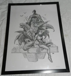 Batman and Cat Woman Art Print in frame - 16 7/8" X 12 7/8" - Picture 1 of 7