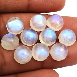 NATURAL BLUE FIRE RAINBOW MOONSTONE 9MM ROUND CABOCHON LOOSE AAA+ GEMSTONE LOT