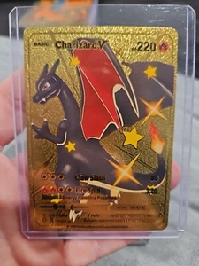 Charizard V Gold Foil Fan Art Vinyl Textured Collector Pokemon Card Claw Slash - Picture 1 of 5