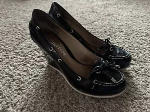 Sperry Top-Sider Jeffrey High Heels Women’s Sz 9 M Black Patent Leather Chunky - Picture 1 of 9