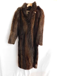Real Beaver Fur Full Length Coat w/ Hood Evans Collection *See Measurements* - Picture 1 of 16