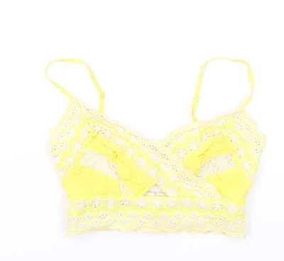 Topshop Womens Yellow Cotton Blend Cropped Tank Size 6 Sweetheart - Broderie - Image 1 of 4
