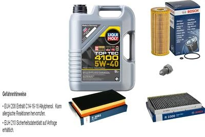 BOSCH, LIQUI MOLY BOSCH Inspektionspaket 5L Liqui Moly Top Tec 4100 5W-40 für VW Audi Golf IV