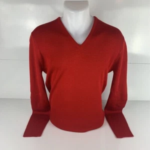 DAMON Mens VINTAGE Pullover Sweater Red V Neck Long Sleeve Medium Acrylic - Picture 1 of 4
