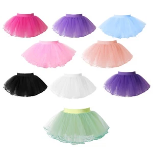 Kids Girls Tutu Skirts 4 Layers Mesh Tulle Skirt Birthday Dress Up Dancewear - Picture 1 of 57