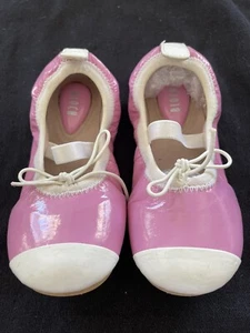Bloch Pink/Ivory Patent Leather Ballet Shoe Leather Sole size 9 1/2 (EUC 26) - Picture 1 of 5