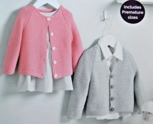 (122)Knitting Pattern - Baby's 4-Ply Easy Knit Cardigans Sizes Prem - 2 Years - Picture 1 of 4