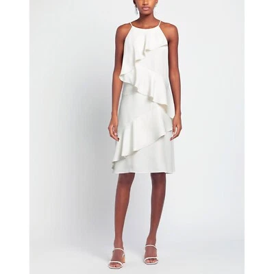 Marciano Womens Diem Dress Shift Tiered Ruffle Sleeveless Ivory 8 - Image 1 of 4