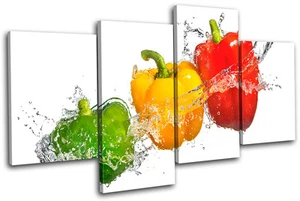 Peppers Water Splash Food Kitchen MULTI TELA parete arte foto stampa - Foto 1 di 1