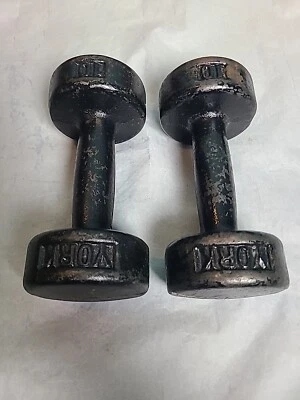Juego De Colección York Bun Mancuernas Cabeza Redonda 10lbs Cada Hierro Fundido Negro 20lbs Total  Foto 1 de 4
