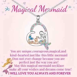 Magical Mermaid Pendant I will always love you necklace - Posted + located AUS - Picture 1 of 9
