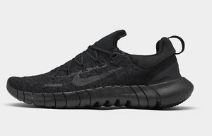 Nike Free Run 5.0 '21 Triple Black Mens Running Training Shoes NEW - Picture 1 of 4