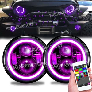 2X 7" Inch Round LED Headlights Halo Angle Eyes For Jeep Wrangler JK LJ TJ CJ - Picture 1 of 8