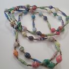 Rolled Paper Beads Long Necklace Bohemian Ethnic Tribal Multicolor