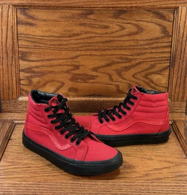 Vans Sk8 Hi Reissue Black Outsole Racing Red Black Skate Shoes - Image 1 of 4