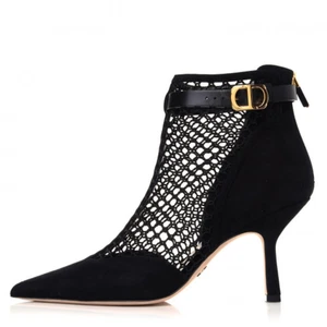 Dior Dior-I” Suede and Mesh Booties Ankle Boots Black Size 7 - Picture 1 of 13