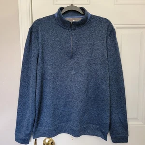 Pullover Johnnie-O Azul Mármol Cuarto Cremallera Preppy Surf Acogedor Talla Mediana - Imagen 1 de 10