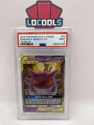 2019 Pokemon Sun & Moon Team Up Gengar & Mimikyu GX #53/181 PSA 9 - Image 1 of 2