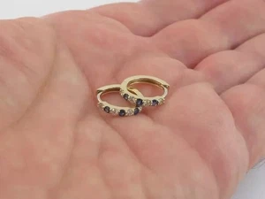 2Ct Round Cut Simulated Sapphire Women's Hoop Earring In 14K Yellow Gold Plated - Picture 1 of 5