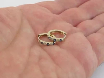 2Ct Round Cut Simulated Sapphire Women's Hoop Earring In 14K Yellow Gold Plated - Image 1 of 4