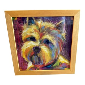 Z Gallerie Cookie Kunstwerk Karen Dupre 12 x 12 bunte Hund Kunst Gemälde gerahmt - Bild 1 von 4