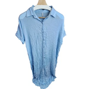 Copricostume donna Raviya con bottoni blu chambray maxi lunghezza 53" nuovo con etichetta - Foto 1 di 14