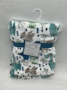 Baby Elements Dinosaur Baby Blanket Security Lovey Plush Boys Dino Blue Green - Picture 1 of 11