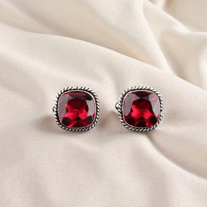 Pink Rubellite Gemstone 925 Sterling Silver Jewelry Unique Cufflinks 0.61" Gift - Picture 1 of 6