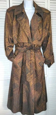 80s Forecaster of Boston Double Breasted Trench Coat Trending Brown Women 13/14P - Image 1 of 4