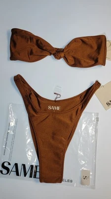 MISMO Conjunto de Bikini de Natación Los Angeles 2 Piezas Sin Tirantes Parte Superior Parte Inferior de cintura alta Marrón Talla S Foto 1 de 4