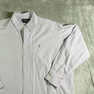 Ralph Lauren Blake Oxford Camisa Abotonada Para Hombres XL Lila Manga Larga Polo Poni Foto 1 de 4