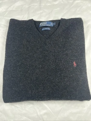 Polo Ralph Lauren 男式 V 领 L 码 100% 羊羔羊毛 — 第 1/4 张图片