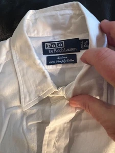 Polo Ralph Lauren Blanco S Camisa Abotonada Bolsillo Estudio Armario Subasta - Imagen 1 de 2