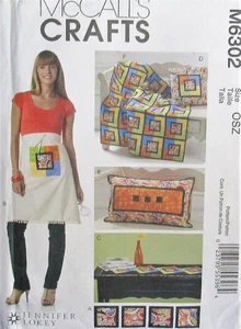 McCalls Crafts 6302 Modern Lap Quilt Apron Runner Pillows Coasters Pattern UNCUT - Picture 1 of 2