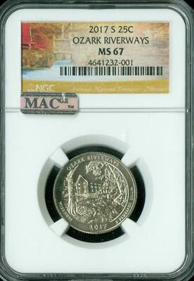 2017 S OZARK RIVERWAYS QUARTER NGC MS67 PQ 2ND FINEST FINEST MAC SPOTLESS * - Image 1 of 4