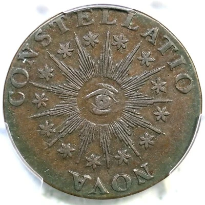 1785 3-B R-2 PCGS AU Detalhes Raios Pontiagudos Nova Constellatio Cobre Colonial - Imagem 1 de 3