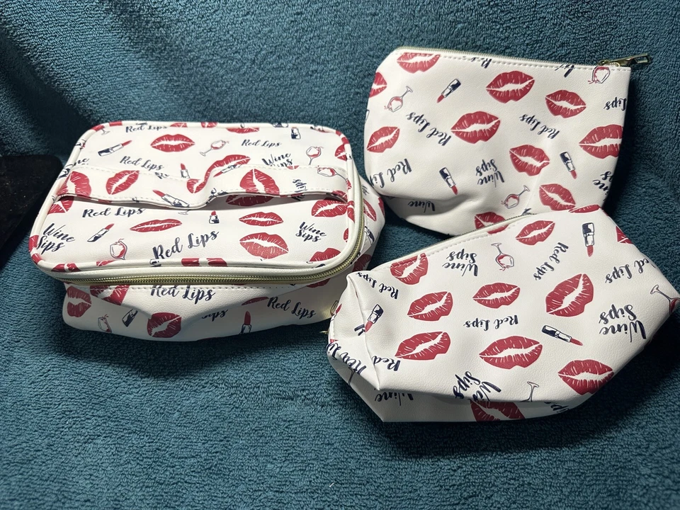Red Lips Make Up Travel Bag Set New With Out Tags - Image 1 of 1