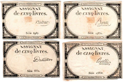 France 5 Livres P#A76 (1793) République Française *10 Different Banknotes* - Image 1 of 3