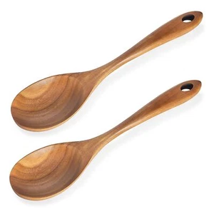 2 Pcs 12" Long Wood Cooking Spoons Large Spoon for Cooking Serving Spoon Big ... - Picture 1 of 7