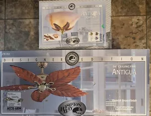 Lot Hampton Bay Antigua 56" Gold Flemish Brass Ceiling Fan Convertible Light Kit - Picture 1 of 6