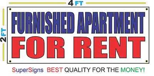 2x4 FURNISHED APARTMENT FOR RENT Banner Sign Red White & Blue NEW - Picture 1 of 3