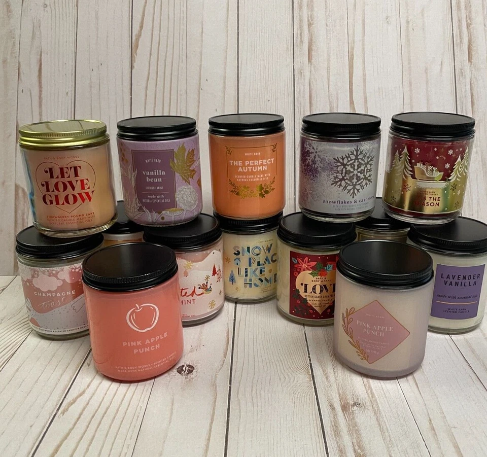Bath & Body Works Single Wick Candles w/ lid Assorted Scents & Jar Designs NEW - Image 1 of 1