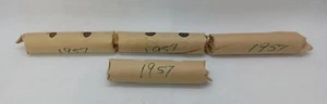 Centavos canadienses 1957 (50 monedas por rollo) 4 rollos - Imagen 1 de 4
