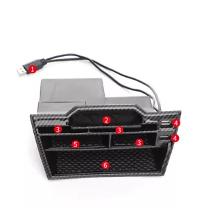 Carbon Fiber Car Interior Console Storage Box with USB For Honda Civic 2016-20 - Bild 1 von 7